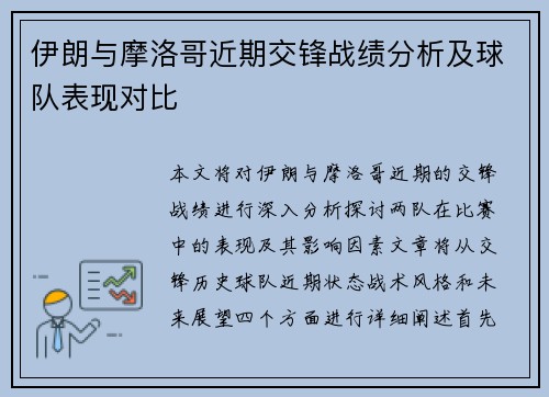 伊朗与摩洛哥近期交锋战绩分析及球队表现对比